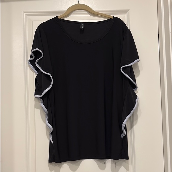 Elegant Black Ruffle Sleeve Top - Picture 1 of 4